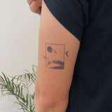 Window with nature and swallows