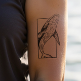 Blue Whale in Rectangle Tattoo