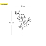 Flower with Two Butterflies Tattoo