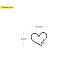 Heart with initials Tattoo (A-Z)