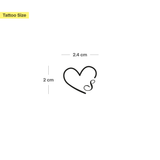 Heart with initials Tattoo (A-Z)
