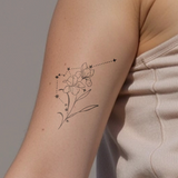 Birth flowers & zodiac sign combination tattoo
