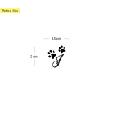 Paws with initials tattoo (A-Z)