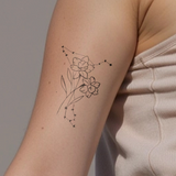 Birth flowers & zodiac sign combination tattoo