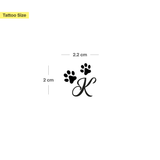 Paws with initials tattoo (A-Z)