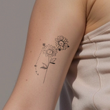 Birth flowers & zodiac sign combination tattoo