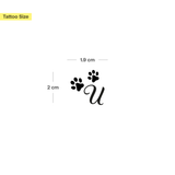 Paws with initials tattoo (A-Z)