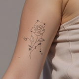 Birth flowers & zodiac sign combination tattoo