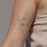 Birth flowers & zodiac sign combination tattoo