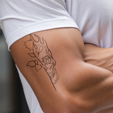 Flame Skull with Rose