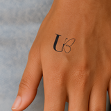 Butterfly with initials Tattoo (A-Z)