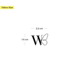 Butterfly with initials Tattoo (A-Z)