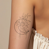 Large Moon with Flowers Tattoo