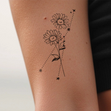 Birth flowers & zodiac sign combination tattoo