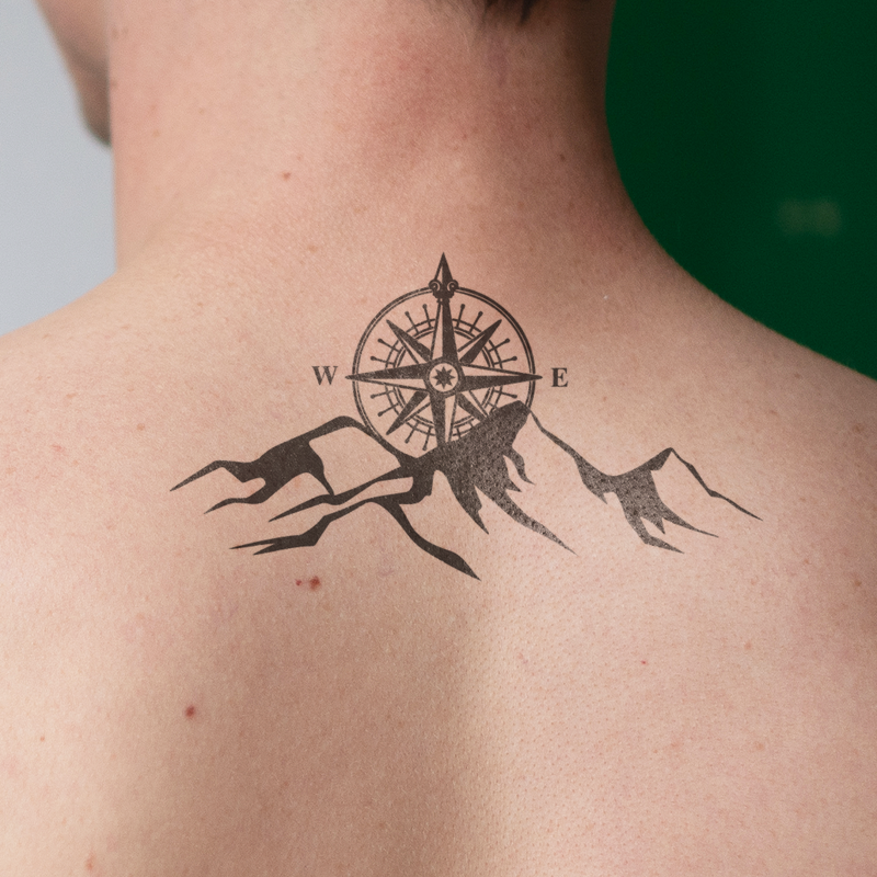 Mountain and Compass Tattoo