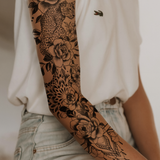 Leopard & Flowers Tattoo Sleeve