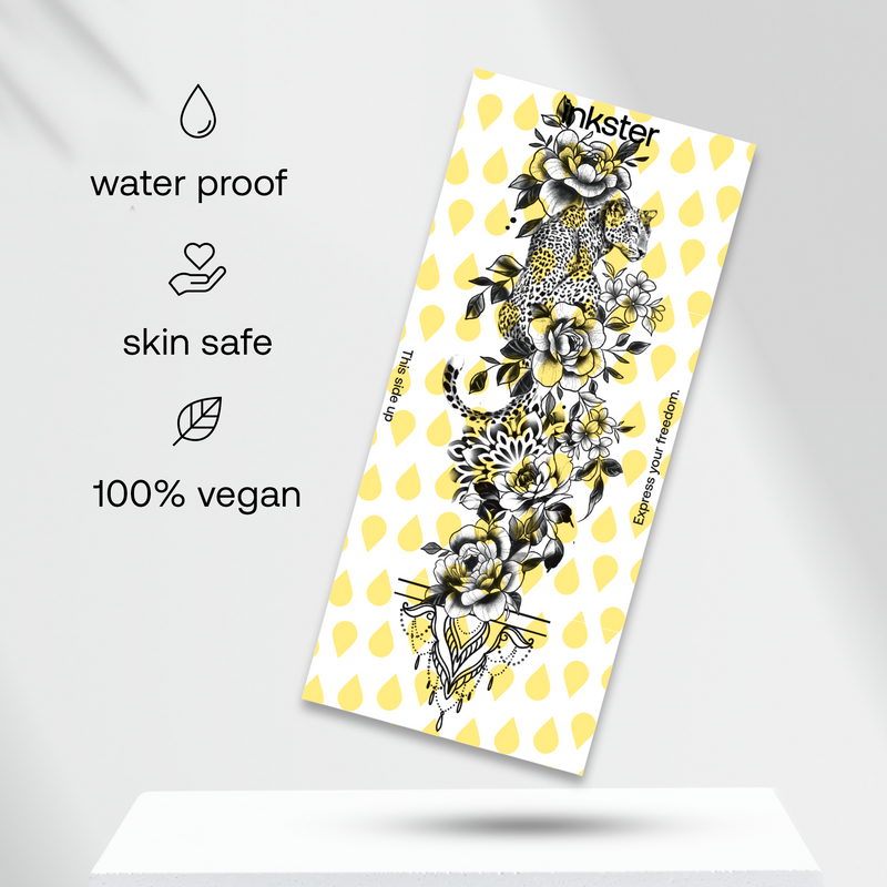 Leopard & Flowers Tattoo Sleeve