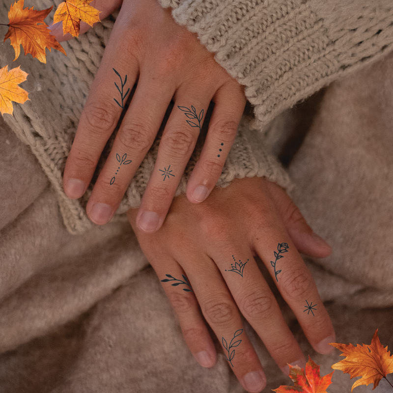 Floral Finger Tattoos