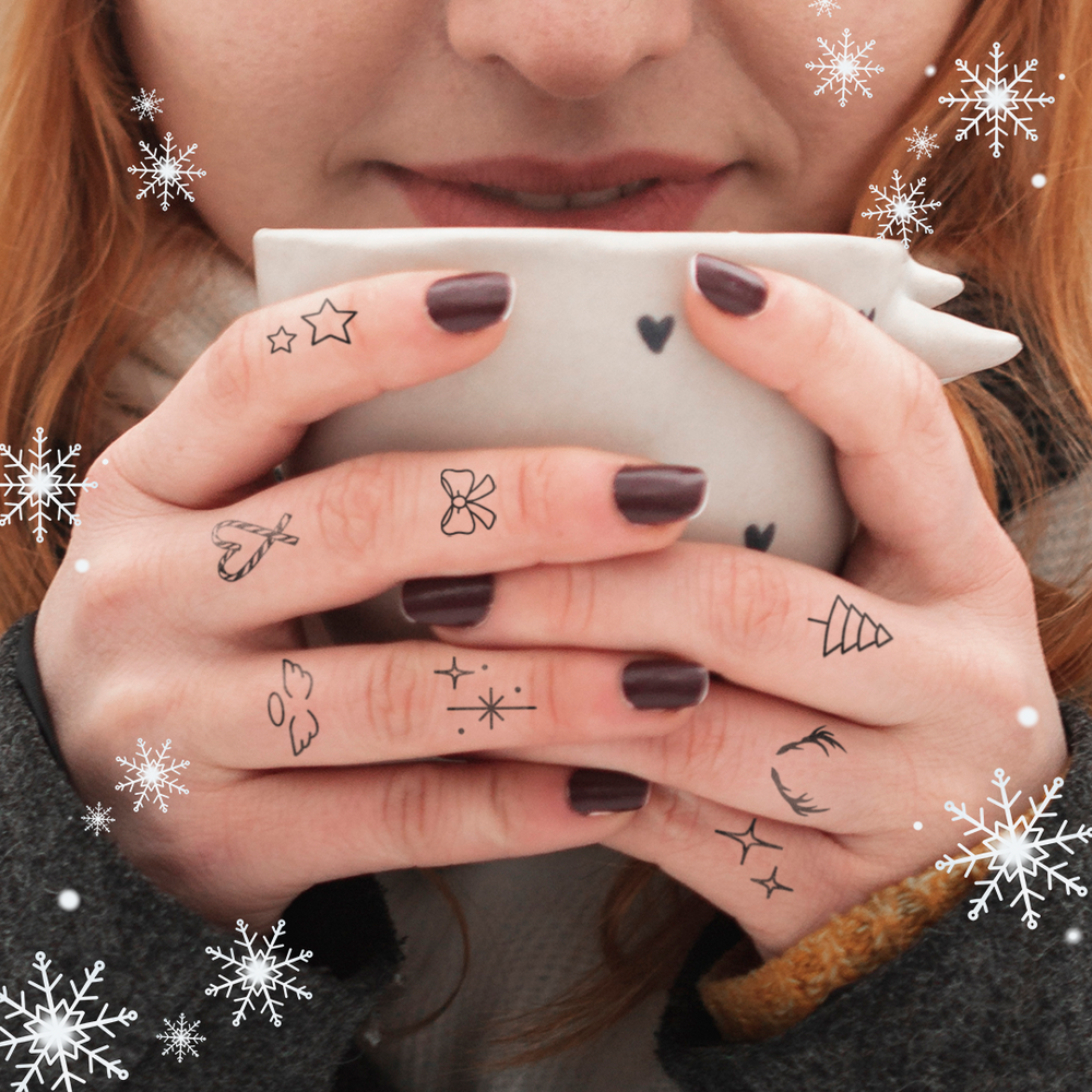 Little Christmas Ornaments Finger Tattoos | Temporary Tattoo