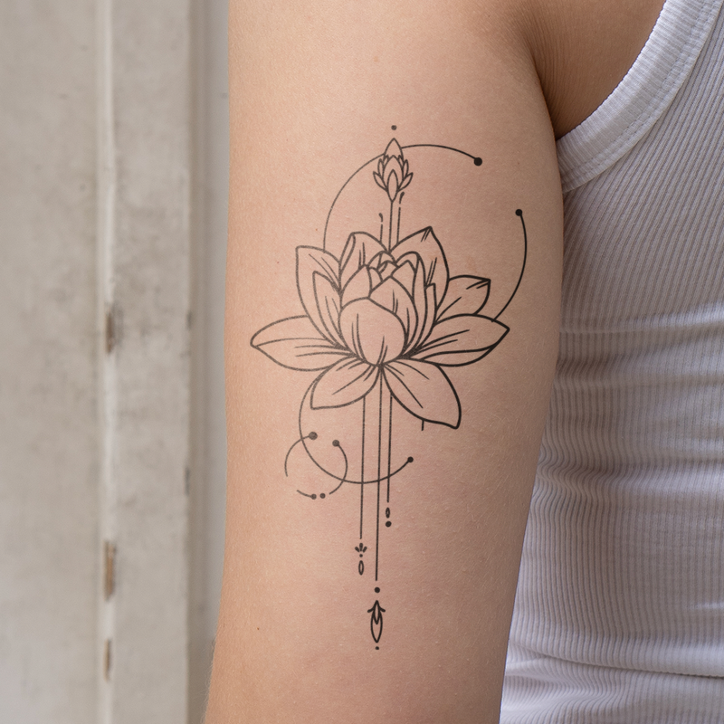 Big Lotus with Ornaments Tattoo