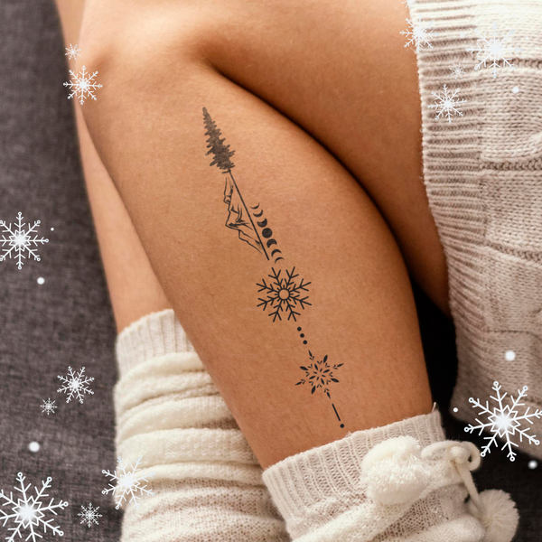  Christmas Tree with Various Winter Elements Tattoo 