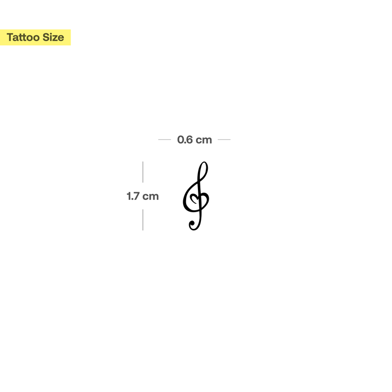 Notenschlüssel mit Herz Tattoo