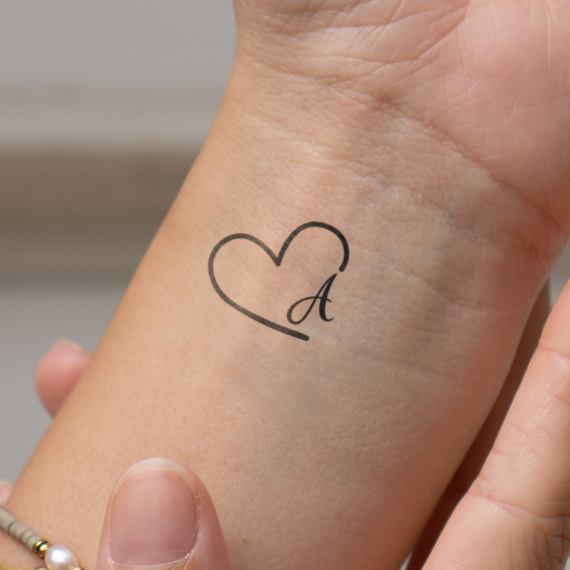 Heart with initials Tattoo (A-Z)