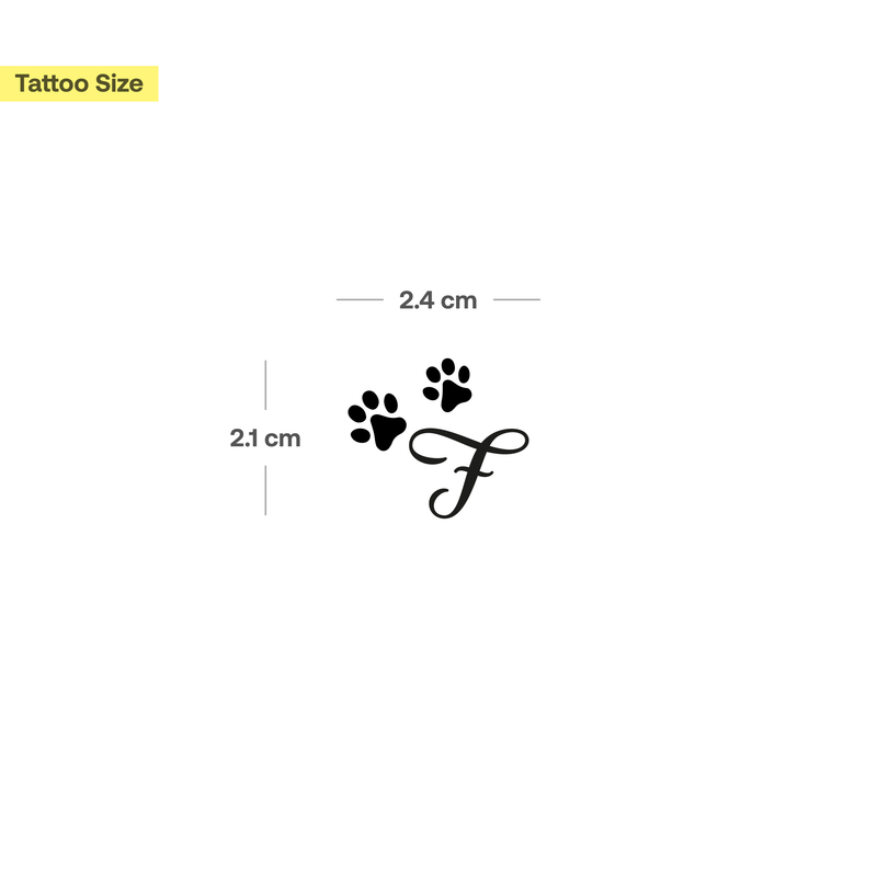 Paws with initials tattoo (A-Z)