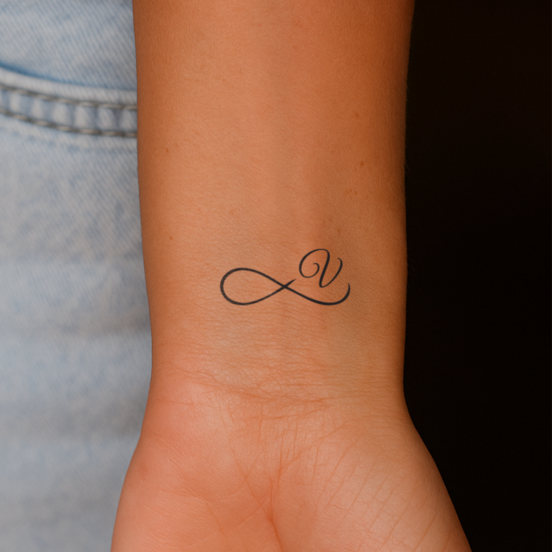 Infinity with initials Tattoo (A-Z)