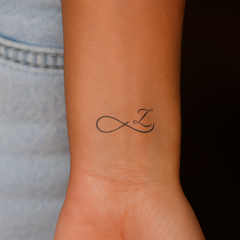 Infinity with initials Tattoo (A-Z)