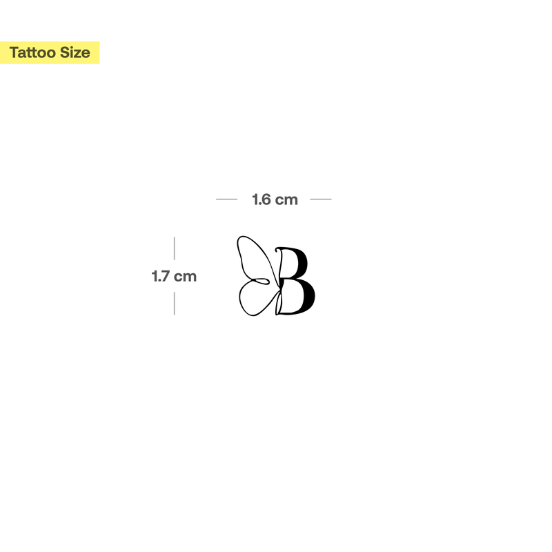 Butterfly with initials Tattoo (A-Z)