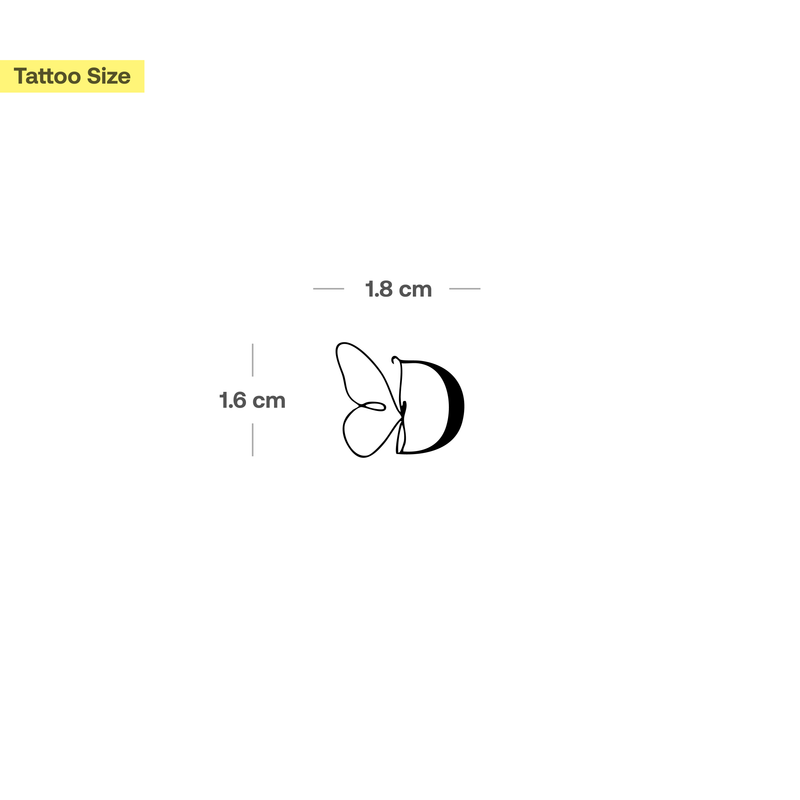 Butterfly with initials Tattoo (A-Z)