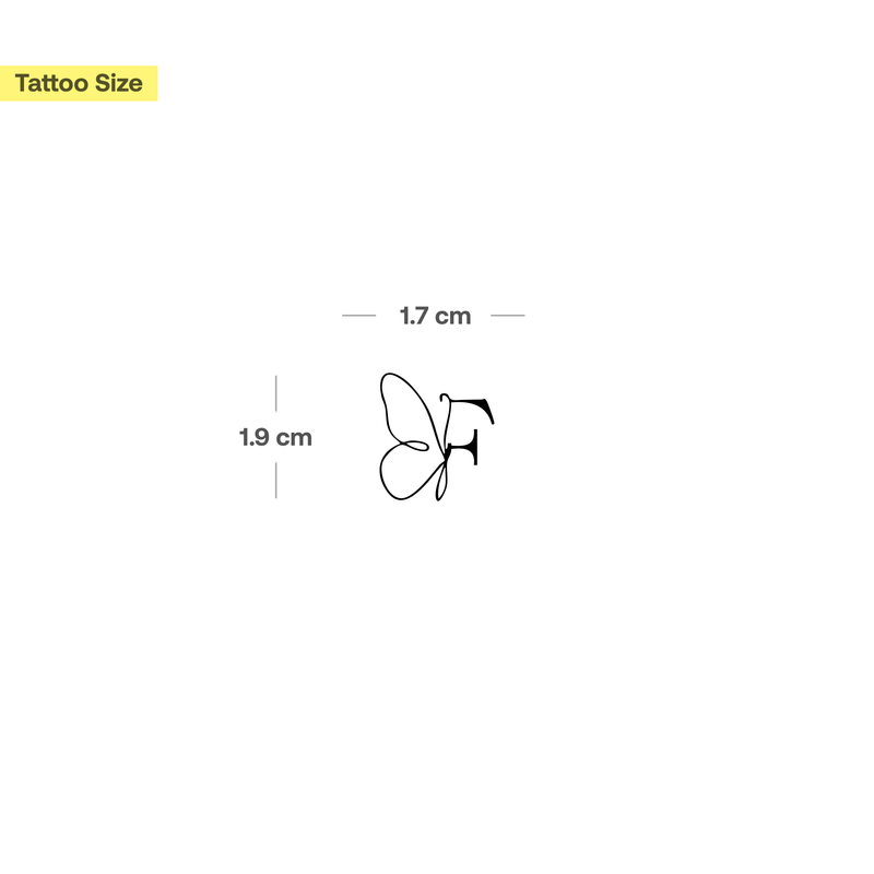 Butterfly with initials Tattoo (A-Z)