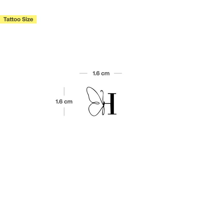 Butterfly with initials Tattoo (A-Z)