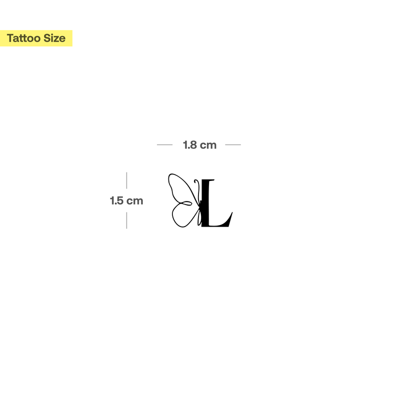 Butterfly with initials Tattoo (A-Z)