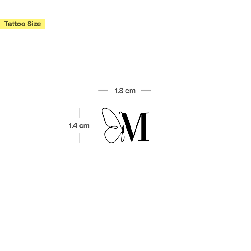 Butterfly with initials Tattoo (A-Z)