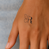 Butterfly with initials Tattoo (A-Z)
