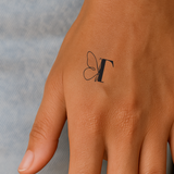 Butterfly with initials Tattoo (A-Z)