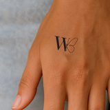 Butterfly with initials Tattoo (A-Z)