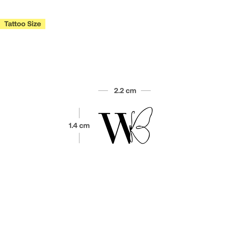 Butterfly with initials Tattoo (A-Z)