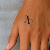 Butterfly with initials Tattoo (A-Z)