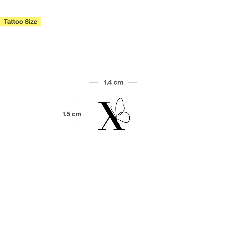 Butterfly with initials Tattoo (A-Z)