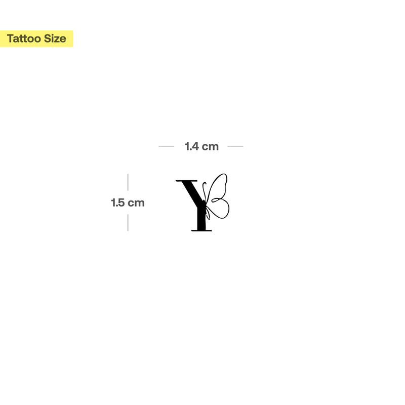 Butterfly with initials Tattoo (A-Z)