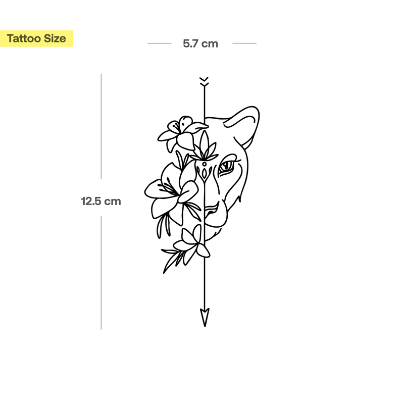 Half Lion and Half Flower Tattoo