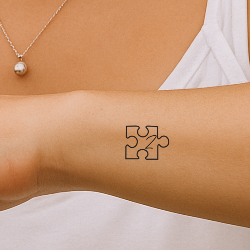 Puzzle piece with initials Tattoo (A-Z)