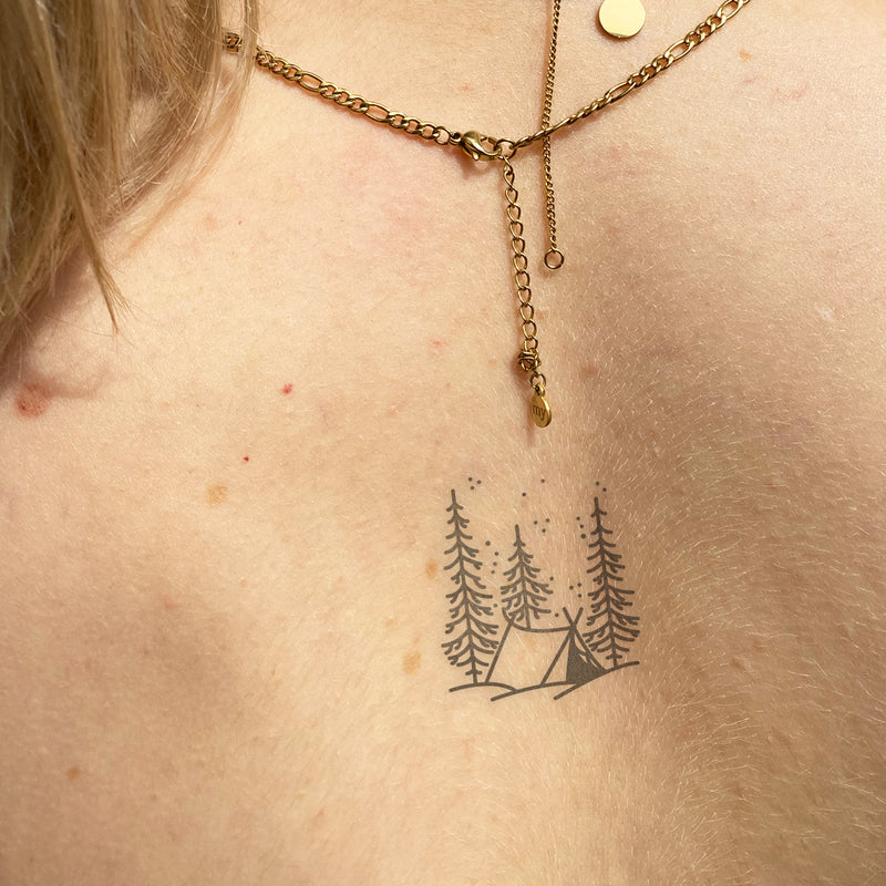 tattoo tent tent and trees | 2 Week Temporary Tattoo