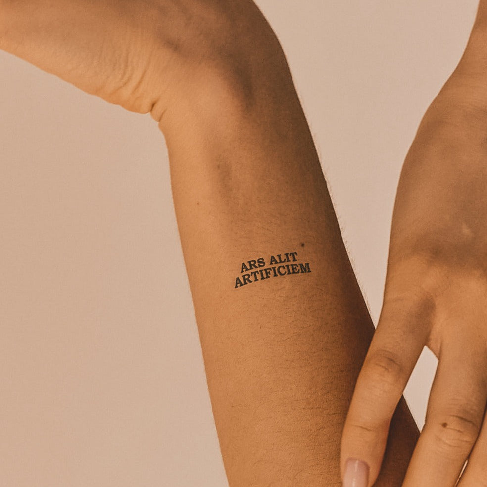 Arss Lettering ars alit artificiem lettering | 2 Week Temporary Tattoo | inkster – Inkster