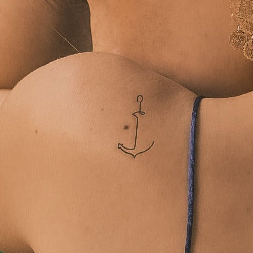 One Line Anchor Tattoo 