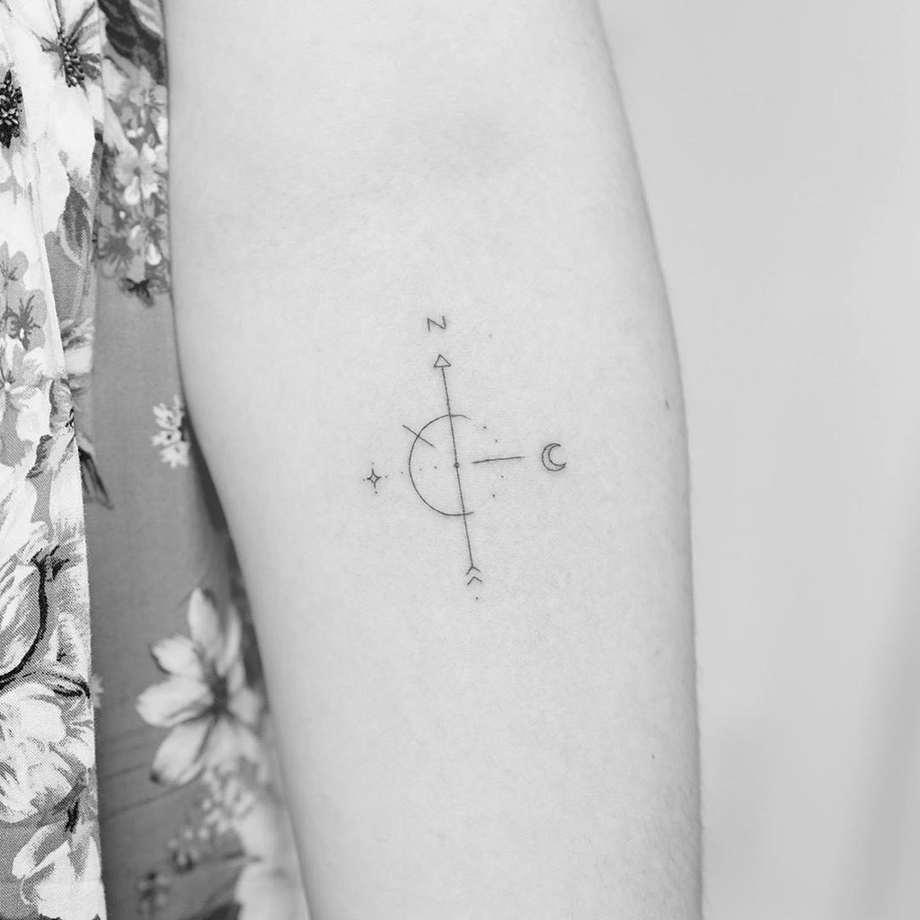 Minimalist Compass Temporary Tattoo (Set of 3) – Small Tattoos