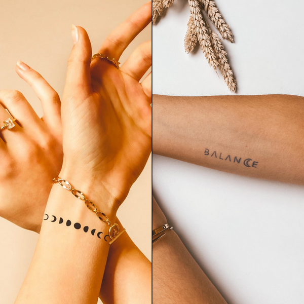 Moon Balance &amp; Moon Phases Tattoo - Twin Pack 